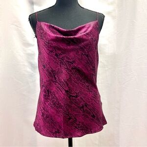 Dynamite animal snake print satin effect V-neck camisole blouse top Sz S NWOT